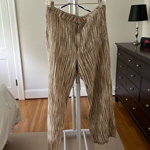 Free people 100% cotton striped tan and white straight leg pants